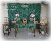 DECORAÇÃO SEM TEMA RUSTICO MESA LUIZ XV C/ LATERAL MURO INGLÊS MDF VIDRO NOME S/ BOLO - Londrina