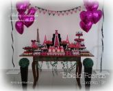 DECORAÇÃO CHÁ DE LINGERIE PARIS RÚSTICO LUIZ XV SEM FUNDO MDF SEM BANDEIROLAS SEM BALÕES COM BOLO