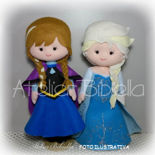 Bonecas Ana e Elsa Frozen feltro